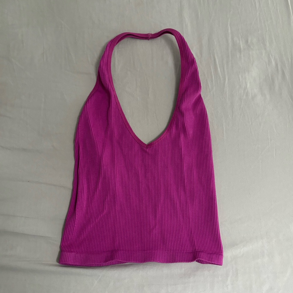 Urban Outfitters pink out from under halter top